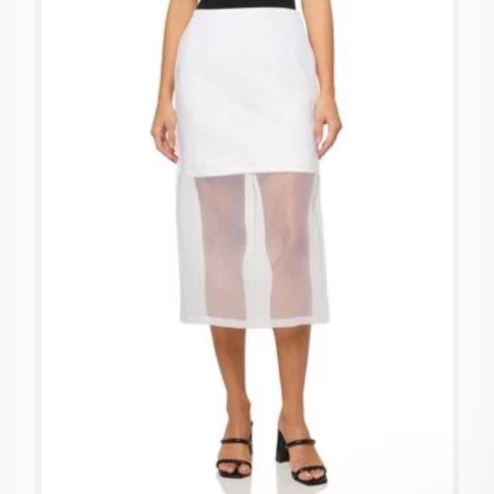 Kenneth Cole White Sheer Midi Skirt